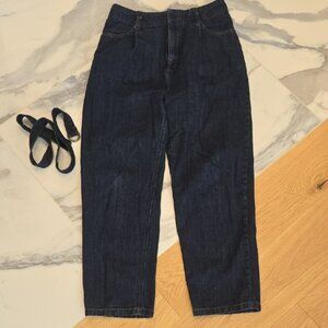 Uniqlo Dark Blue Denim Jeans - Classic Indigo Wash, Belt, 26, VGUC